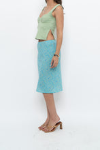 Load image into Gallery viewer, Vintage x Made in CANADA x Bright Teal Floral Midi Skirt (XS)