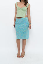 Load image into Gallery viewer, Vintage x Made in CANADA x Bright Teal Floral Midi Skirt (XS)