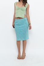 Load image into Gallery viewer, Vintage x Made in CANADA x Bright Teal Floral Midi Skirt (XS)
