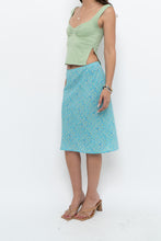 Load image into Gallery viewer, Vintage x Made in CANADA x Bright Teal Floral Midi Skirt (XS)