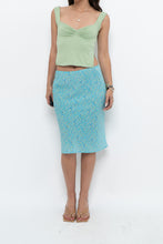 Load image into Gallery viewer, Vintage x Made in CANADA x Bright Teal Floral Midi Skirt (XS)