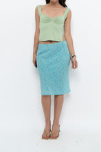 Load image into Gallery viewer, Vintage x Made in CANADA x Bright Teal Floral Midi Skirt (XS)