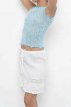 Load image into Gallery viewer, Vintage x Made in USA x Blue, White Fuzzy Tank (XS)