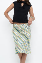 Load image into Gallery viewer, Vintage x White, Blue, Striped Midi Skirt (M, L)