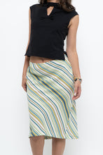 Load image into Gallery viewer, Vintage x White, Blue, Striped Midi Skirt (M, L)