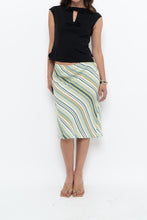 Load image into Gallery viewer, Vintage x White, Blue, Striped Midi Skirt (M, L)