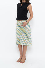 Load image into Gallery viewer, Vintage x White, Blue, Striped Midi Skirt (M, L)