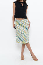 Load image into Gallery viewer, Vintage x White, Blue, Striped Midi Skirt (M, L)
