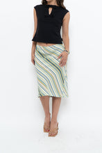 Load image into Gallery viewer, Vintage x White, Blue, Striped Midi Skirt (M, L)