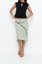 Load image into Gallery viewer, Vintage x White, Blue, Striped Midi Skirt (M, L)