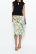 Load image into Gallery viewer, Vintage x White, Blue, Striped Midi Skirt (M, L)