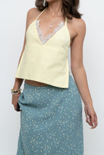 Load image into Gallery viewer, Vintage x HANDMADE Yellow Lace Open-Back Crop (XS-M)