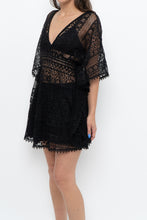 Load image into Gallery viewer, Vintage x Black Lace Coverup Mini Dress (XS-M)