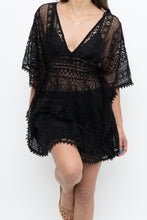 Load image into Gallery viewer, Vintage x Black Lace Coverup Mini Dress (XS-M)