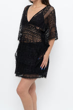 Load image into Gallery viewer, Vintage x Black Lace Coverup Mini Dress (XS-M)