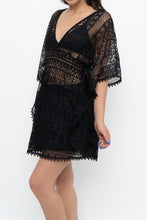 Load image into Gallery viewer, Vintage x Black Lace Coverup Mini Dress (XS-M)