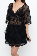 Load image into Gallery viewer, Vintage x Black Lace Coverup Mini Dress (XS-M)