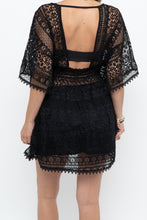 Load image into Gallery viewer, Vintage x Black Lace Coverup Mini Dress (XS-M)