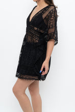 Load image into Gallery viewer, Vintage x Black Lace Coverup Mini Dress (XS-M)
