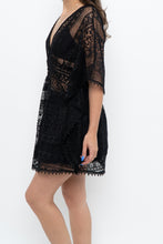 Load image into Gallery viewer, Vintage x Black Lace Coverup Mini Dress (XS-M)