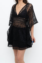 Load image into Gallery viewer, Vintage x Black Lace Coverup Mini Dress (XS-M)