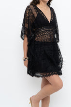 Load image into Gallery viewer, Vintage x Black Lace Coverup Mini Dress (XS-M)