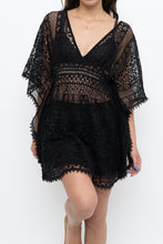 Load image into Gallery viewer, Vintage x Black Lace Coverup Mini Dress (XS-M)