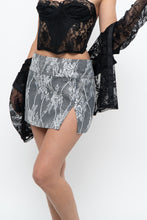 Load image into Gallery viewer, Vintage x BAILEY ROSE Grey, White Lace Mini Skirt (S)
