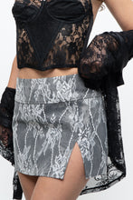Load image into Gallery viewer, Vintage x BAILEY ROSE Grey, White Lace Mini Skirt (S)