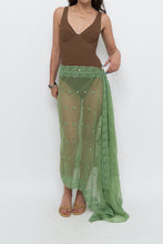 Load image into Gallery viewer, Vintage x Green Sheer Beaded Scarf