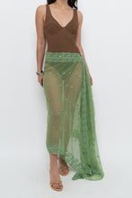 Load image into Gallery viewer, Vintage x Green Sheer Beaded Scarf