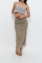 Load image into Gallery viewer, H&amp;M STUDIO x Olive Green Beaded Midi Skirt (S, M)