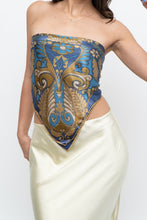 Load image into Gallery viewer, Vintage x Blue, Gold Silk Patterned Scarf