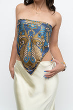 Load image into Gallery viewer, Vintage x Blue, Gold Silk Patterned Scarf