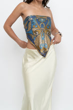 Load image into Gallery viewer, Vintage x Blue, Gold Silk Patterned Scarf