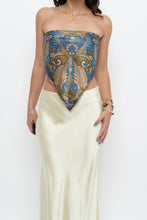 Load image into Gallery viewer, Vintage x Blue, Gold Silk Patterned Scarf