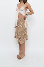 Load image into Gallery viewer, Vintage x Made in Canada x LE CHATEAU Nude, Brown Lace Midi Skirt (XS, S)