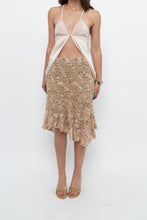 Load image into Gallery viewer, Vintage x Made in Canada x LE CHATEAU Nude, Brown Lace Midi Skirt (XS, S)
