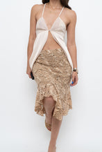 Load image into Gallery viewer, Vintage x Made in Canada x LE CHATEAU Nude, Brown Lace Midi Skirt (XS, S)