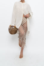 Load image into Gallery viewer, H&amp;M x Beige Beaded Fringe Cover Skirt (XS)