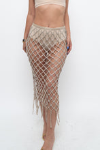 Load image into Gallery viewer, H&amp;M x Beige Beaded Fringe Cover Skirt (XS)