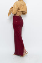 Load image into Gallery viewer, BABYBOO x Red Rhinestone Maxi Skirt (XS)