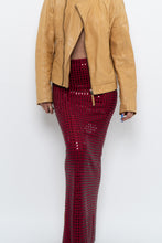 Load image into Gallery viewer, BABYBOO x Red Rhinestone Maxi Skirt (XS)