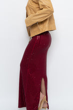 Load image into Gallery viewer, BABYBOO x Red Rhinestone Maxi Skirt (XS)