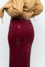 Load image into Gallery viewer, BABYBOO x Red Rhinestone Maxi Skirt (XS)