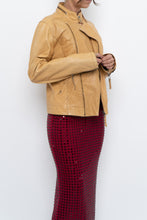 Load image into Gallery viewer, Vintage x Made in India x TRISTAN Yellow Leather Biker Jacket (XS-M)