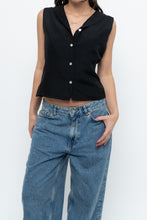 Load image into Gallery viewer, Vintage x TALBOTS Black Raw Silk, Wool Vest (L)