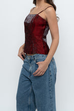 Load image into Gallery viewer, Vintage x Made in Canada x Red Floral Satin Tank (XS)