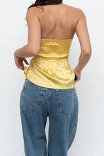 Load image into Gallery viewer, Vintage x BEBE Yellow Satin Strapless Top (S)
