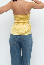 Load image into Gallery viewer, Vintage x BEBE Yellow Satin Strapless Top (S)